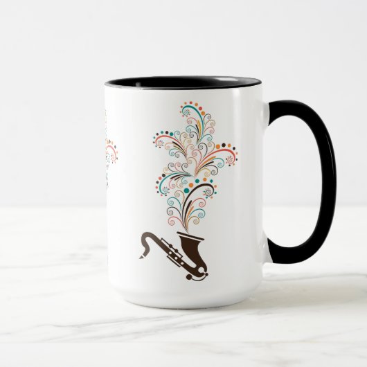 Kleurrijke muziek Saxofoon & Bloemen wervelingen Mok (Rechts)