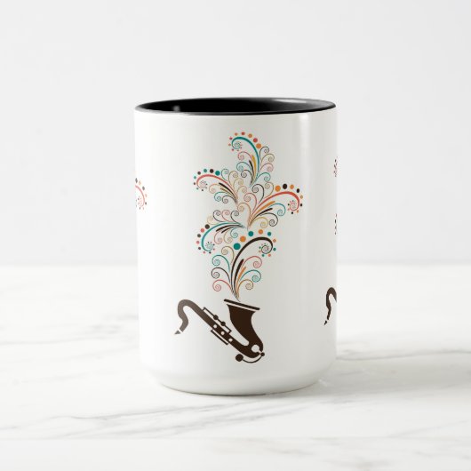 Kleurrijke muziek Saxofoon & Bloemen wervelingen Mok (Midden)