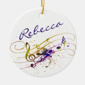 Kleurrijke muziek splatter gepersonaliseerd keramisch ornament (Voorkant)