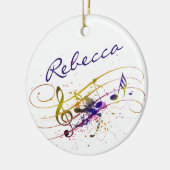 Kleurrijke muziek splatter gepersonaliseerd keramisch ornament (Links)