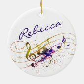 Kleurrijke muziek splatter gepersonaliseerd keramisch ornament (Achterkant)