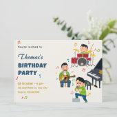 Kleurrijke muziekband op verjaardagsfeest kaart (Staand voorkant)