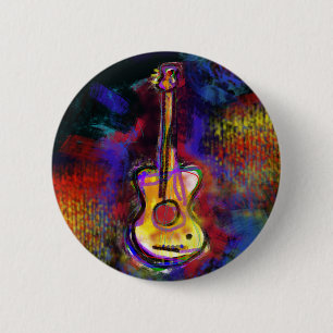 kleurrijke muziekgitaar ronde button 5,7 cm