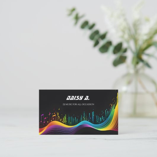 kleurrijke muziekgolf Minimal black DJ party gepla Visitekaartje (Staand voorkant)