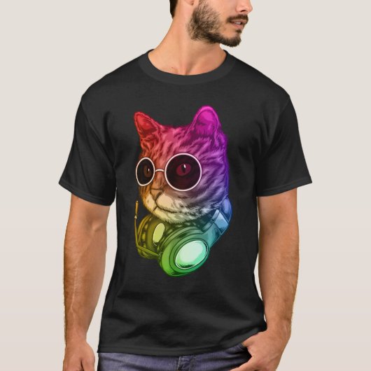 Kleurrijke muziekhoofdtelefoon Raver Animal T-shirt (Voorkant)