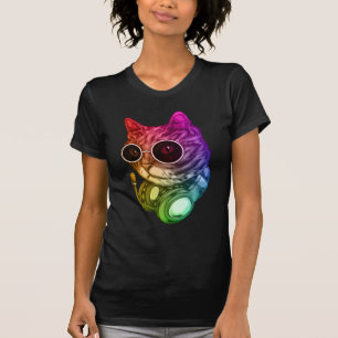 Kleurrijke muziekhoofdtelefoon Raver Animal T-shirt