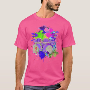 Kleurrijke muziekinstrument drumstel drummer drums t-shirt