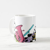 Kleurrijke muziekinstrumenten koffiemok (Voorkant links)