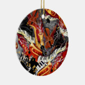 Kleurrijke muziekinstrumenten, sax, trompet, julee keramisch ornament (Rechts)