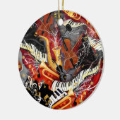 Kleurrijke muziekinstrumenten, sax, trompet, julee keramisch ornament (Links)