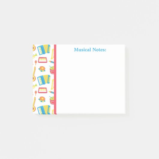 Kleurrijke Muziekinstrumenten Voor Kinderen Post-it® Notes (Voorkant)