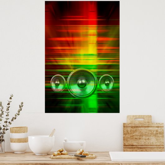Kleurrijke muziekluidsprekers poster (Keuken)