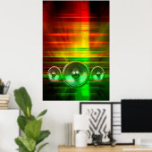 Kleurrijke muziekluidsprekers poster (Thuiskantoor)
