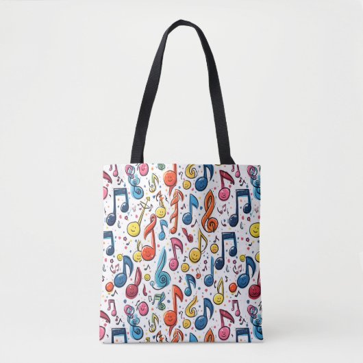 Kleurrijke muzieknoot Doodles Tote Bag (Voorkant)
