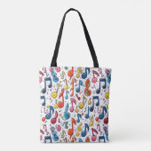 Kleurrijke muzieknoot Doodles Tote Bag (Achterkant)