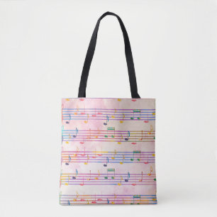 kleurrijke muzieknoot treble slim musicus musical tote bag