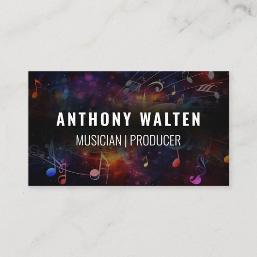 Kleurrijke muzieknoten achtergrond visitekaartje (Voorkant)