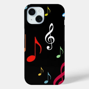 kleurrijke muzieknoten iPhone 15 case