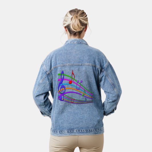 Kleurrijke Muzieknoten Denim Jacket (Model)