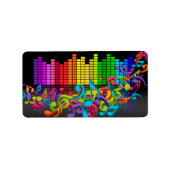 Kleurrijke muzieknoten equalizer klinkt cool helde etiket (Voorkant)