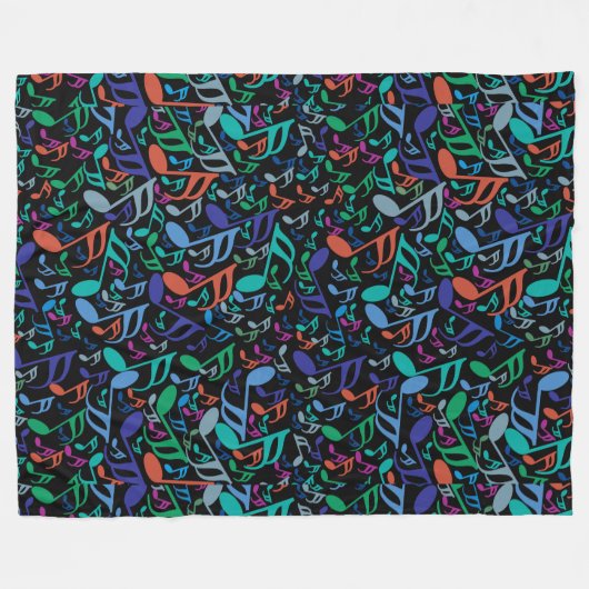 Kleurrijke Muzieknoten Fleece Deken (Voorkant (Horizontaal))