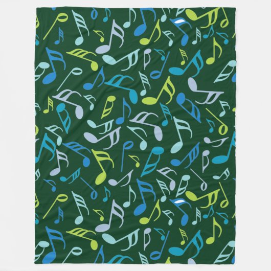 Kleurrijke Muzieknoten Fleece Deken (Voorkant)