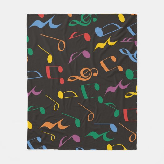 Kleurrijke Muzieknoten Fleece Deken (Voorkant)