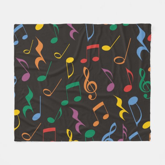 Kleurrijke Muzieknoten Fleece Deken (Voorkant (Horizontaal))