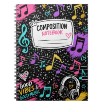 Kleurrijke muzieknoten & goede vibes compositie no
