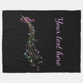 Kleurrijke Muzieknoten met  tekst Fleece Deken (Voorkant (Horizontaal))