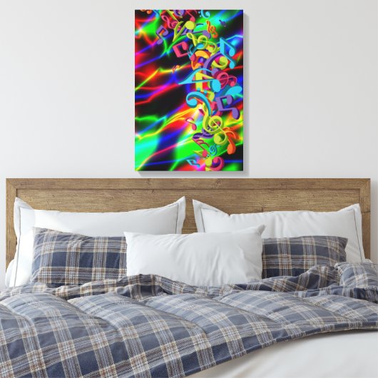 kleurrijke muzieknoten neon heldere achtergrondkle canvas afdruk (Insitu (Slaapkamer))