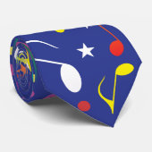 Kleurrijke Muzieknoten op blauw Stropdas (Opgerold)