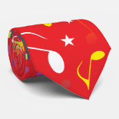 Kleurrijke Muzieknoten op rood Stropdas (Opgerold)