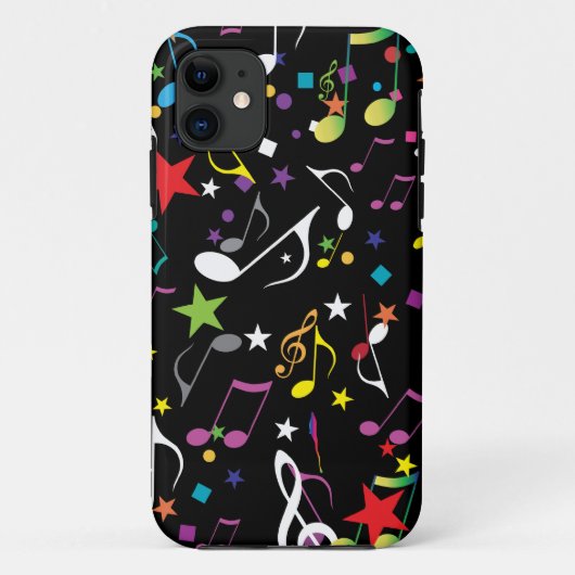 Kleurrijke Muzieknoten op zwart Case-Mate iPhone Case (Achterkant)
