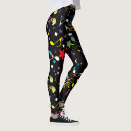 Kleurrijke muzieknoten op zwarte Leggings