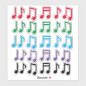 Kleurrijke muzieknoten symbolen sticker (Vel)