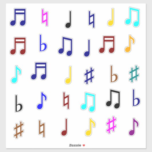 Kleurrijke muzieknoten & symbolen sticker (Vel)