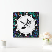 Kleurrijke Muzieknoten Vierkante Klok (Huis)