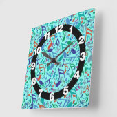 Kleurrijke Muzieknoten Vierkante Klok (Hoek)