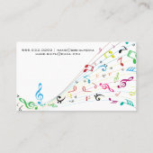 Kleurrijke Muzieknoten Visitekaartje (Achterkant)