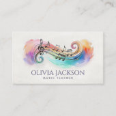 Kleurrijke Muzieknoten Waterverf en potlood Visitekaartje (Voorkant)