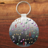 Kleurrijke muzieknotities op grijze achtergrond sleutelhanger (Voorkant)