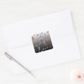 Kleurrijke muzieknotities op grijze achtergrond vierkante sticker (Envelop)