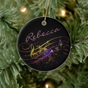 Kleurrijke muziekspatten gepersonaliseerde keramis keramisch ornament
