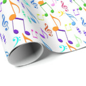kleurrijke muzieksymbolen op wit cadeaupapier (Rol Hoek)