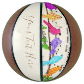 Kleurrijke Muzikale Vogelenbasketbal met Douanetek Basketbal (Verticaal)