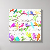 Kleurrijke Muzikale Vogels Canvas Print Lente (Voorkant)