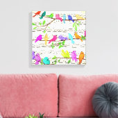 Kleurrijke Muzikale Vogels Canvas Print Lente (Insitu (Woonkamer))