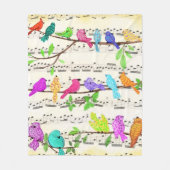 Kleurrijke Muzikale Vogels Fleece Blankes (Voorkant)