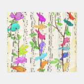 Kleurrijke Muzikale Vogels Fleece Blankes (Voorkant (Horizontaal))